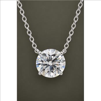 No Reserve 925 Sterling Silver 2.82 Ct Round Cubic Zirconia Pendant