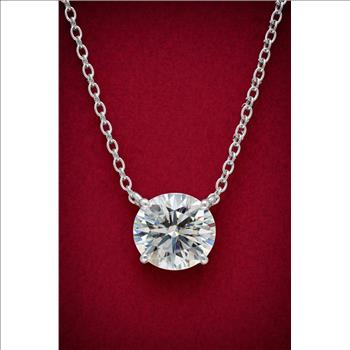 No Reserve 925 Sterling Silver 2.82 Ct Round Cubic Zirconia Pendant