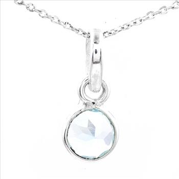 No Reserve 925 Sterling Silver 2.86 Ct Round Blue Topaz Pendant