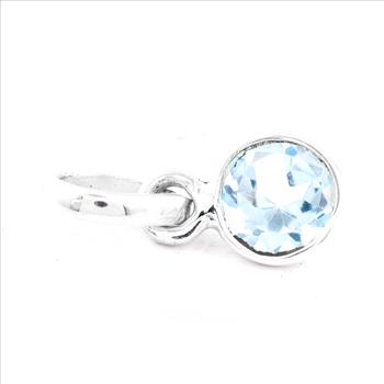 No Reserve 925 Sterling Silver 2.86 Ct Round Blue Topaz Pendant