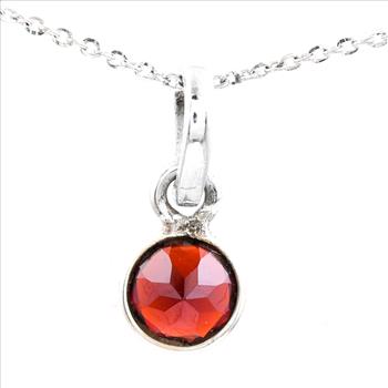 No Reserve 925 Sterling Silver 2.95 Ct Round Garnet Pendant