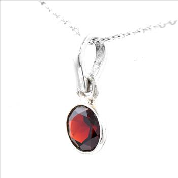 No Reserve 925 Sterling Silver 2.95 Ct Round Garnet Pendant