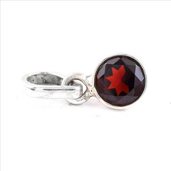 No Reserve 925 Sterling Silver 2.95 Ct Round Garnet Pendant