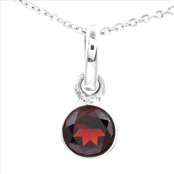 No Reserve 925 Sterling Silver 2.95 Ct Round Garnet Pendant