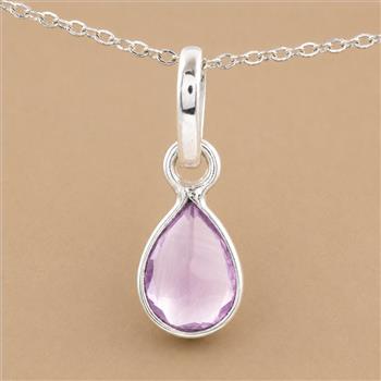 No Reserve 925 Sterling Silver 3.10 Ct Pear Amethyst Pendant