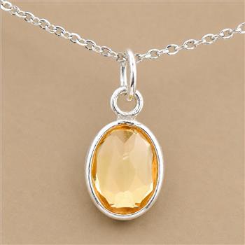 No Reserve 925 Sterling Silver 3.22 Ct Oval Citrine Pendant