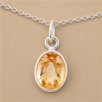 No Reserve 925 Sterling Silver 3.22 Ct Oval Citrine Pendant