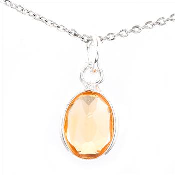 No Reserve 925 Sterling Silver 3.22 Ct Oval Citrine Pendant
