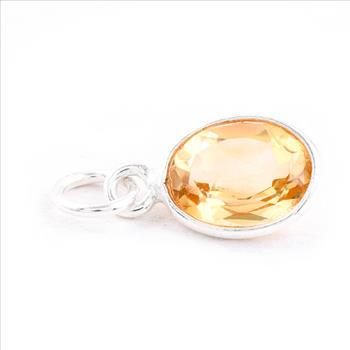 No Reserve 925 Sterling Silver 3.22 Ct Oval Citrine Pendant