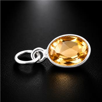 No Reserve 925 Sterling Silver 3.22 Ct Oval Citrine Pendant