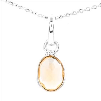 No Reserve 925 Sterling Silver 3.26 Ct Oval Citrine Pendant