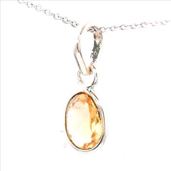 No Reserve 925 Sterling Silver 3.26 Ct Oval Citrine Pendant