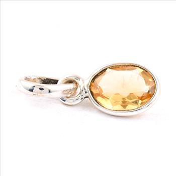 No Reserve 925 Sterling Silver 3.26 Ct Oval Citrine Pendant