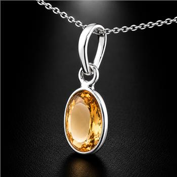 No Reserve 925 Sterling Silver 3.26 Ct Oval Citrine Pendant