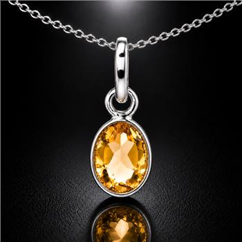 No Reserve 925 Sterling Silver 3.26 Ct Oval Citrine Pendant