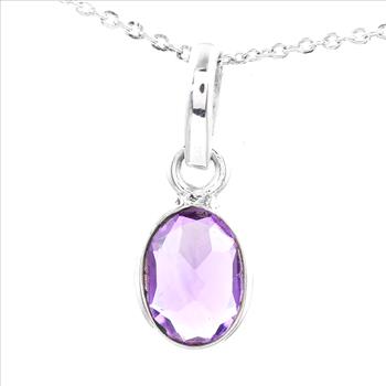 No Reserve 925 Sterling Silver 3.28 Ct Oval Amethyst Pendant