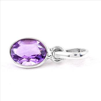 No Reserve 925 Sterling Silver 3.28 Ct Oval Amethyst Pendant