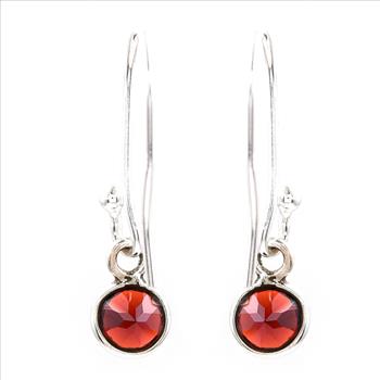 No Reserve 925 Sterling Silver 3.55 Ct Round Garnet Earrings