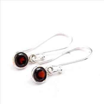 No Reserve 925 Sterling Silver 3.55 Ct Round Garnet Earrings