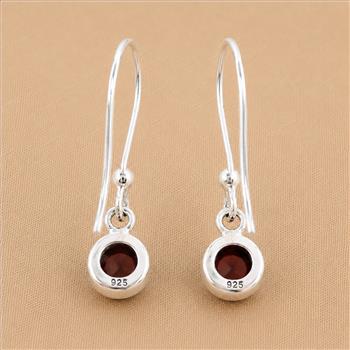 No Reserve 925 Sterling Silver 3.55 Ct Round Garnet Earrings