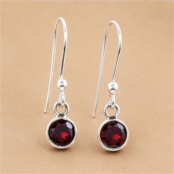 No Reserve 925 Sterling Silver 3.55 Ct Round Garnet Earrings