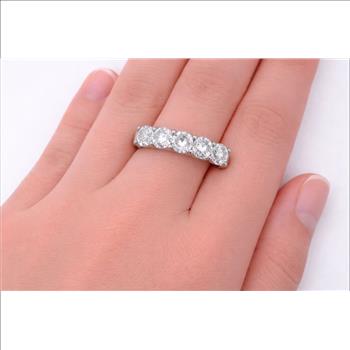 No Reserve 925 Sterling Silver 3.72 Ct Cubic Zirconia Ring 7.5  US Ring Size