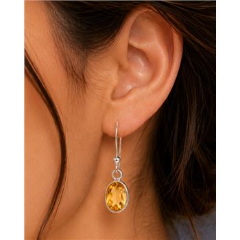 No Reserve 925 Sterling Silver 4.22 Ct Oval Citrine Earrings