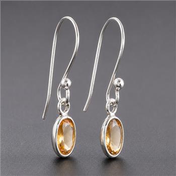 No Reserve 925 Sterling Silver 4.22 Ct Oval Citrine Earrings