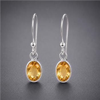 No Reserve 925 Sterling Silver 4.22 Ct Oval Citrine Earrings