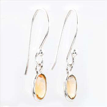 No Reserve 925 Sterling Silver 4.22 Ct Oval Citrine Earrings