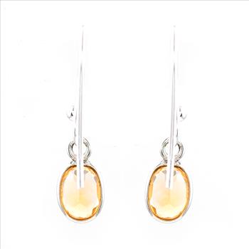 No Reserve 925 Sterling Silver 4.22 Ct Oval Citrine Earrings