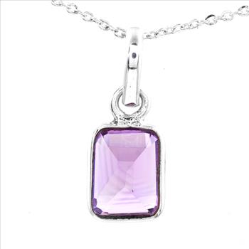 No Reserve 925 Sterling Silver 4.40 Ct Octagon Amethyst Pendant