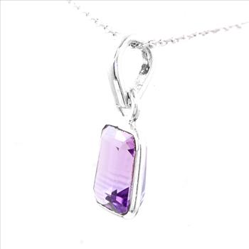 No Reserve 925 Sterling Silver 4.40 Ct Octagon Amethyst Pendant