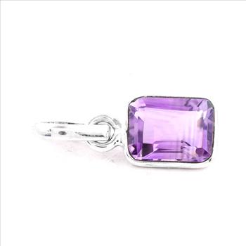 No Reserve 925 Sterling Silver 4.40 Ct Octagon Amethyst Pendant