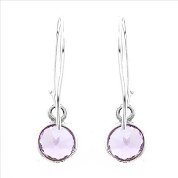 No Reserve 925 Sterling Silver 4.50 Ct Round Amethyst Earrings