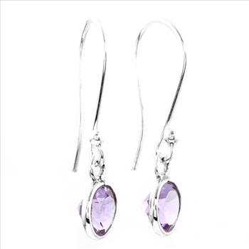 No Reserve 925 Sterling Silver 4.50 Ct Round Amethyst Earrings