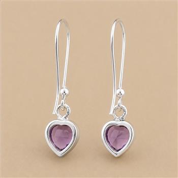 No Reserve 925 Sterling Silver 4.60 Ct Heart Amethyst Earrings