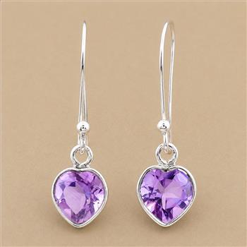 No Reserve 925 Sterling Silver 4.60 Ct Heart Amethyst Earrings