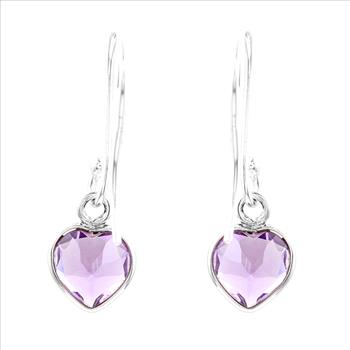 No Reserve 925 Sterling Silver 4.60 Ct Heart Amethyst Earrings