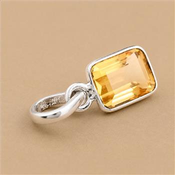 No Reserve 925 Sterling Silver 4.70 Ct Octagon Citrine Pendant