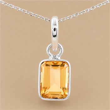No Reserve 925 Sterling Silver 4.70 Ct Octagon Citrine Pendant