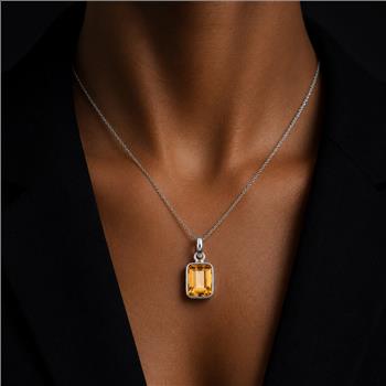 No Reserve 925 Sterling Silver 4.70 Ct Octagon Citrine Pendant