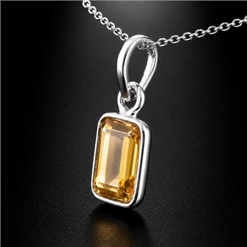 No Reserve 925 Sterling Silver 4.70 Ct Octagon Citrine Pendant