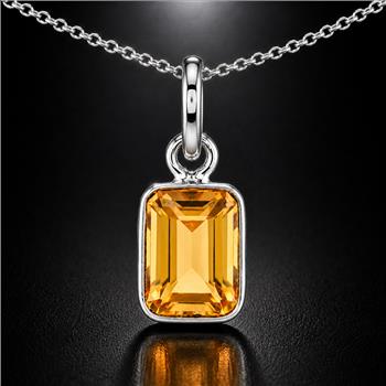 No Reserve 925 Sterling Silver 4.70 Ct Octagon Citrine Pendant