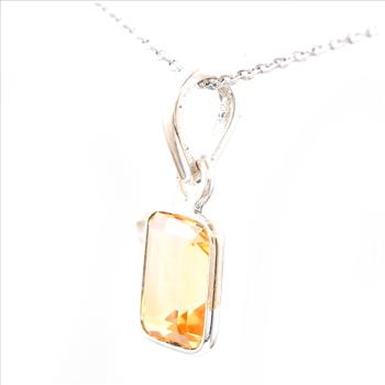 No Reserve 925 Sterling Silver 4.70 Ct Octagon Citrine Pendant