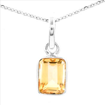 No Reserve 925 Sterling Silver 4.70 Ct Octagon Citrine Pendant