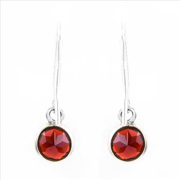 No Reserve 925 Sterling Silver 5.33 Ct Round Garnet Earrings
