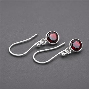 No Reserve 925 Sterling Silver 5.33 Ct Round Garnet Earrings