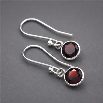 No Reserve 925 Sterling Silver 5.33 Ct Round Garnet Earrings