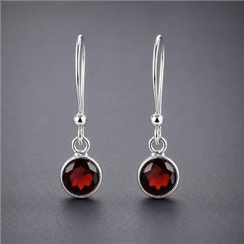 No Reserve 925 Sterling Silver 5.33 Ct Round Garnet Earrings